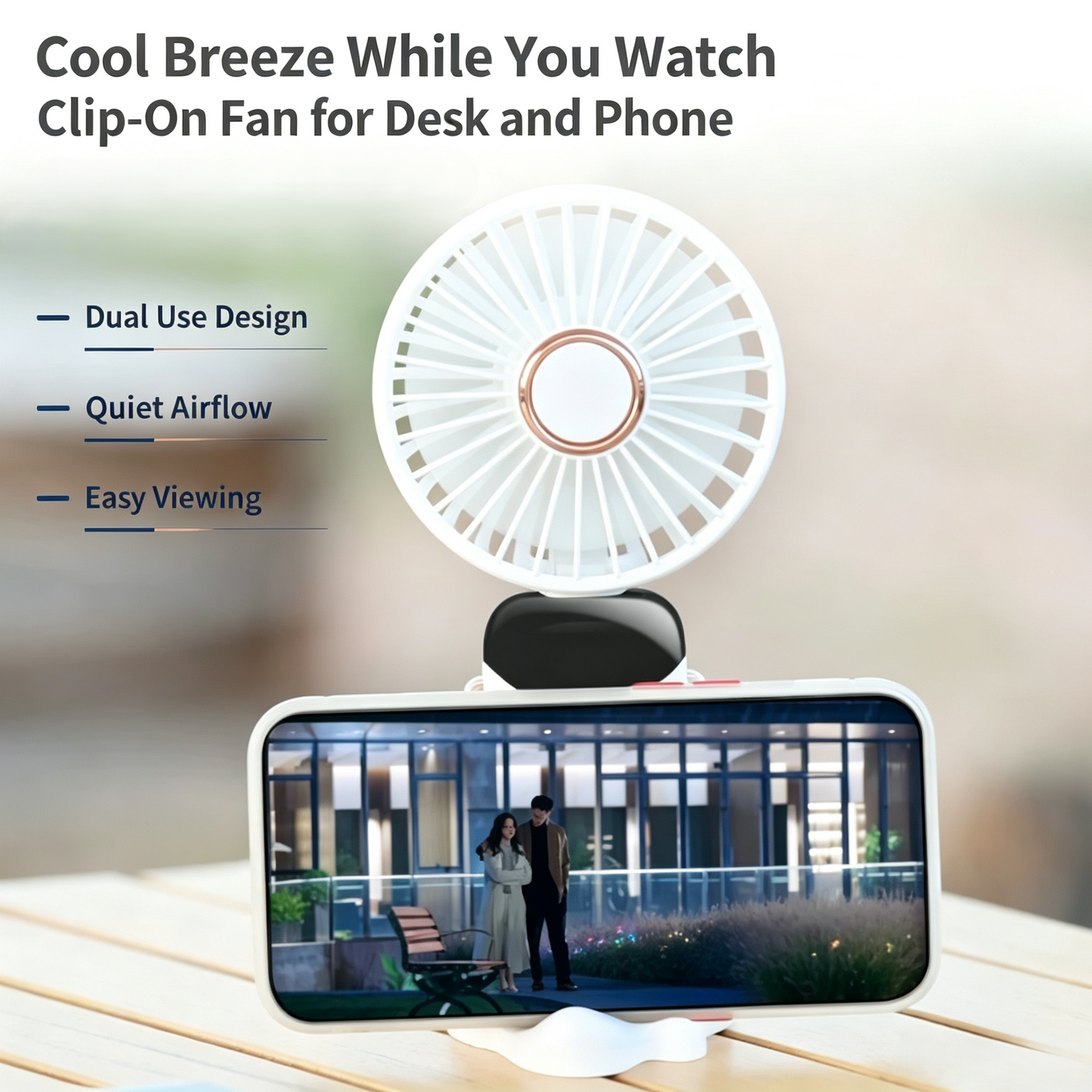 2-in-1 Foldable Rechargeable Handheld Portable Fan Short