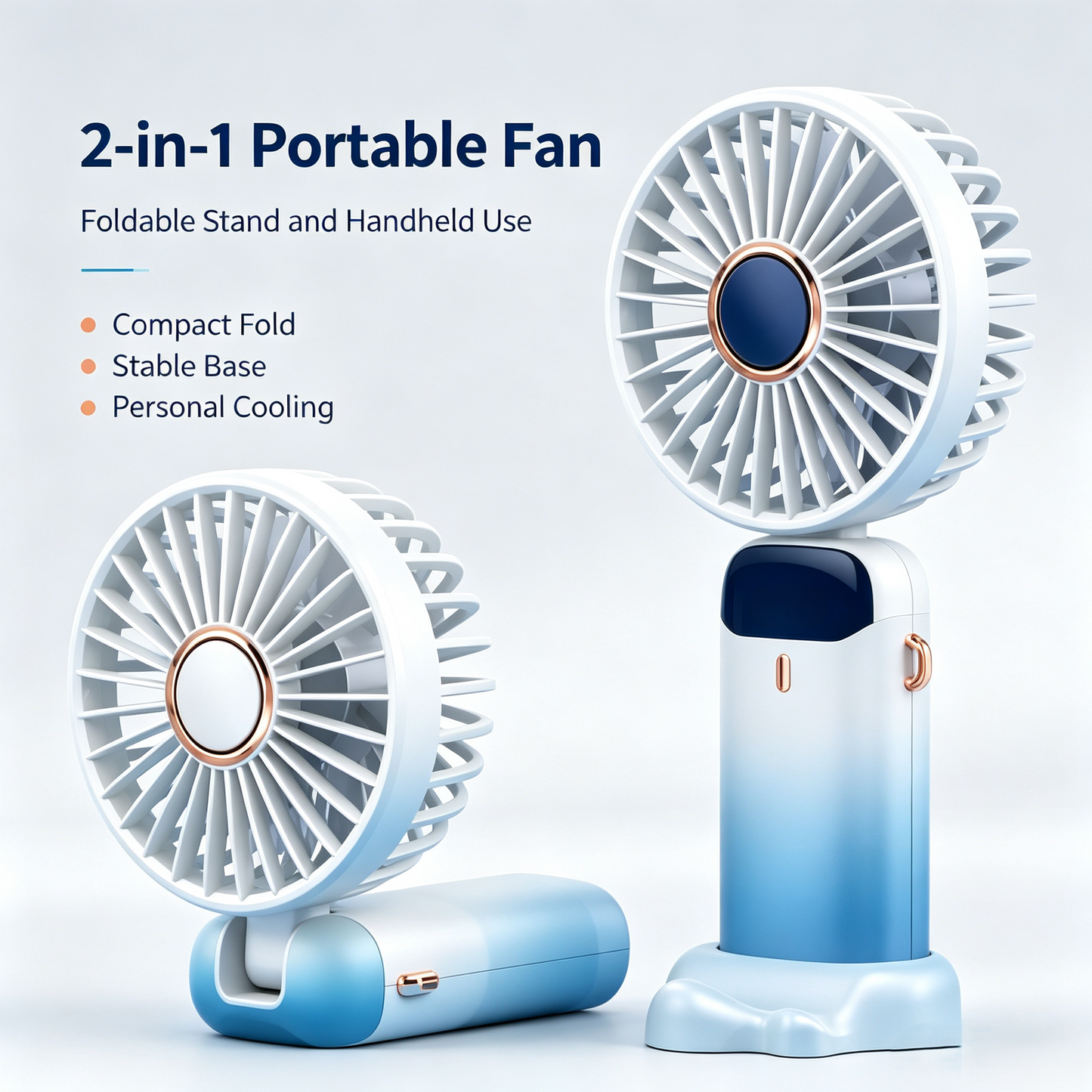 2-in-1 Foldable Rechargeable Handheld Portable Fan Short