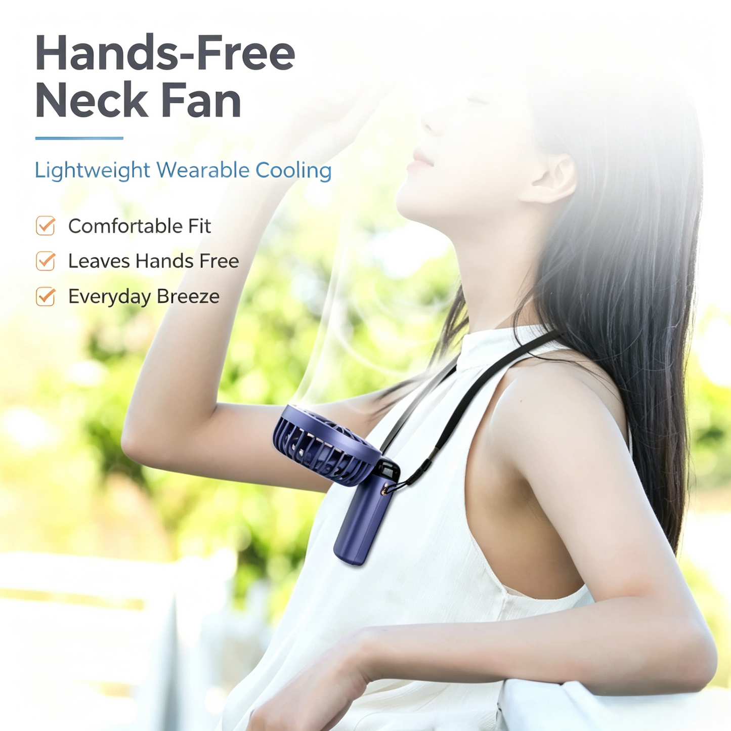 2-in-1 Foldable Rechargeable Handheld Portable Fan Short