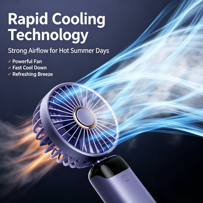 2-in-1 Foldable Rechargeable Handheld Portable Fan Short