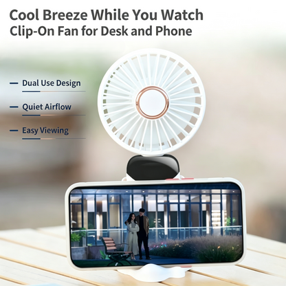 2-in-1 Foldable Rechargeable Handheld Portable Fan Short